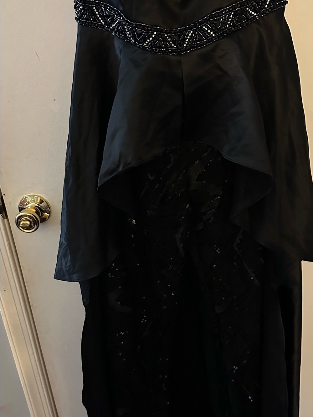 VENUS Black Beaded High-Low Cocktail Dress